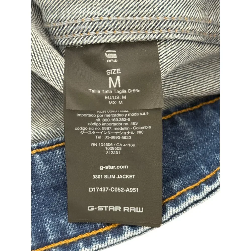 G-Star Raw Denim Jacket Elto Pure Stretch Slim Blue Button-Up Size M NEW - Picture 5 of 8